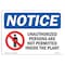 Signmission Sign, 7" H, 10" W, Rigid Plastic, NOTICE Unauthorized Personnel Are Not Permitted Sign, Landscape OS-NS-P-710-L-16773 - alternate 1